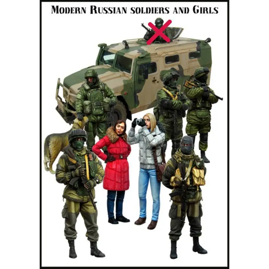 1/35 9pcs Resin Model Kit Modern Russian Soldiers & Civil (no car) Unpainted - Model-Fan-Store