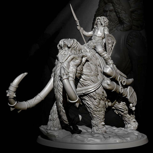 1/35 Resin Casting Complex Model Kit Warrior Barbarian on Mammoth TD-3065 Unpainted - Model-Fan-Store