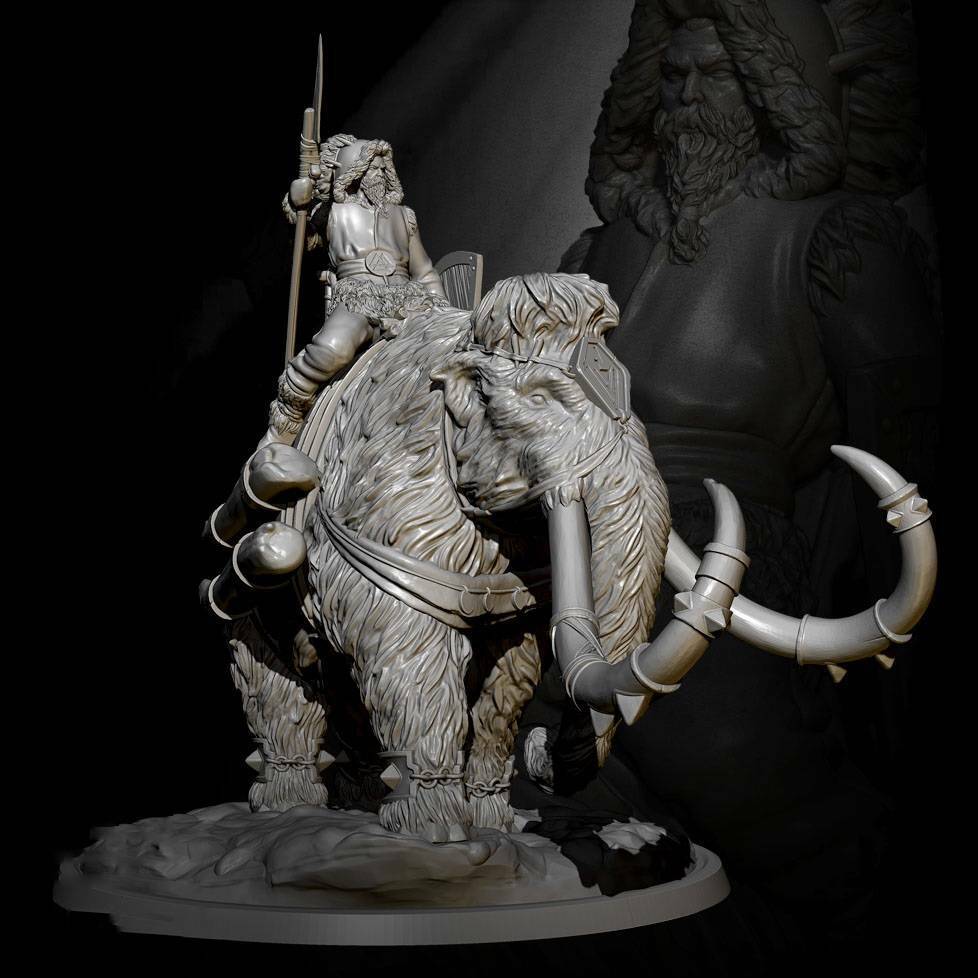 1/35 Resin Casting Complex Model Kit Warrior Barbarian on Mammoth TD-3065 Unpainted - Model-Fan-Store