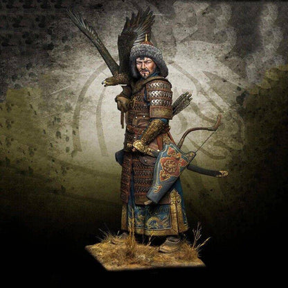 1/8 200mm Resin Casting Model Kit Mongol Warrior Warlord with Eagle Unpainted - Model-Fan-Store