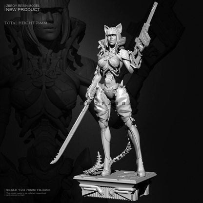 1/24 80mm Resin Casting Cyberpunk Model Kit Beautiful Girl Catwoman Fantasy TD-3450 Unpainted - Model-Fan-Store