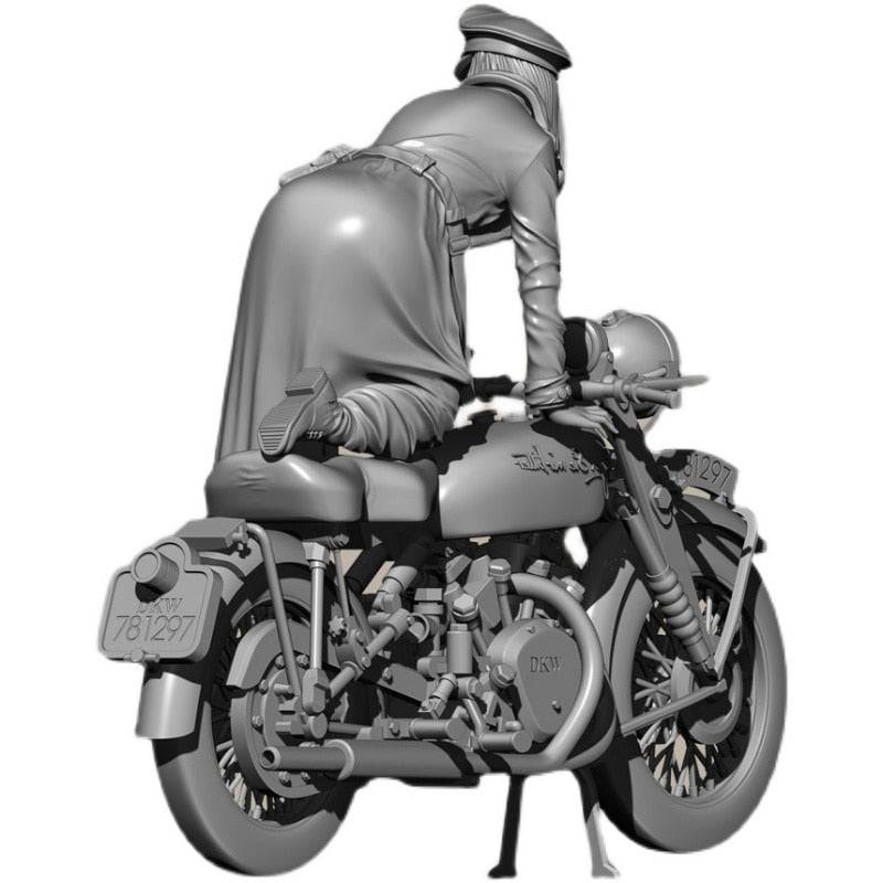 1/24 Resin Casting Model Kit German Beautiful Girl Soldier Motorcycle Fantasy Unpainted - Model-Fan-Store